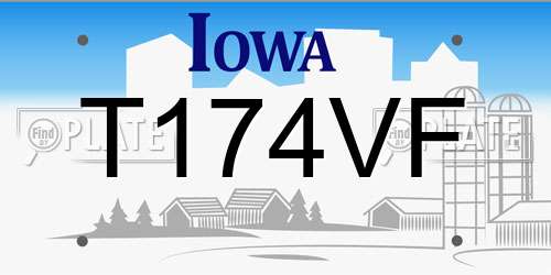 T174VF Iowa License Plate