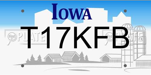 T17KFB Iowa License Plate