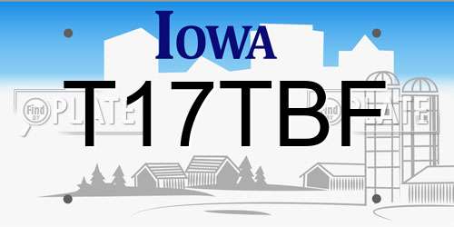 T17TBF Iowa License Plate