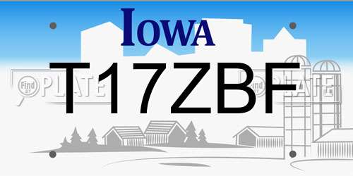 T17ZBF Iowa License Plate