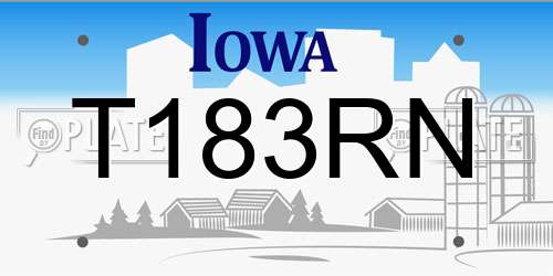 T183RN Iowa License Plate