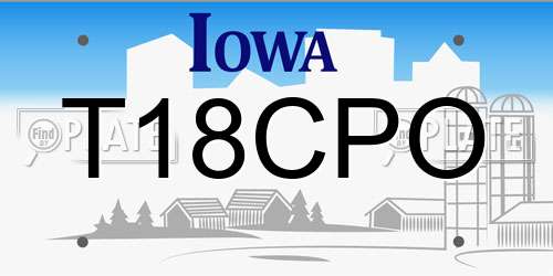 T18CPO Iowa License Plate