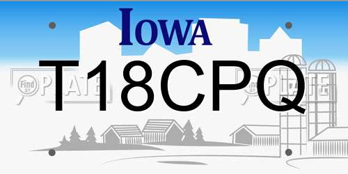 T18CPQ Iowa License Plate