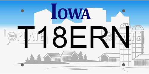 T18ERN Iowa License Plate