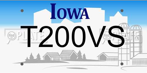 T200VS Iowa License Plate