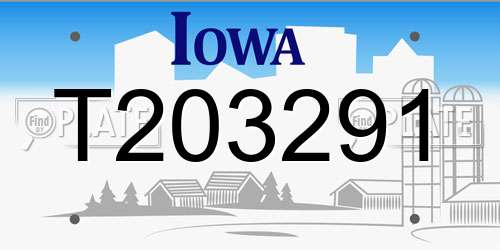 T203291 Iowa License Plate