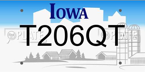 T206QT Iowa License Plate