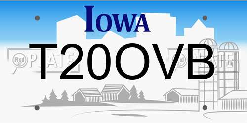 T20OVB Iowa License Plate