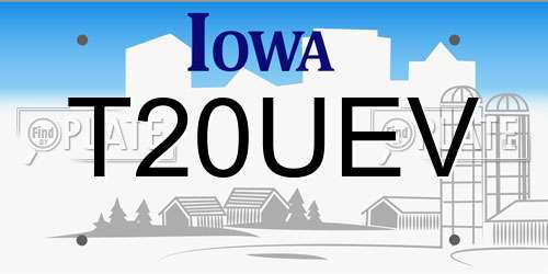 T20UEV Iowa License Plate