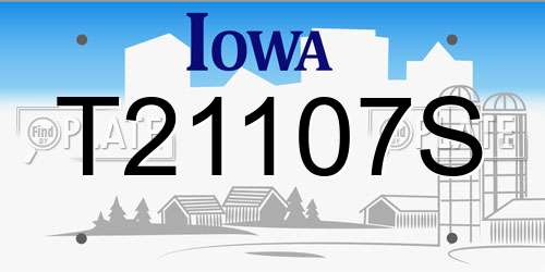 T21107S Iowa License Plate