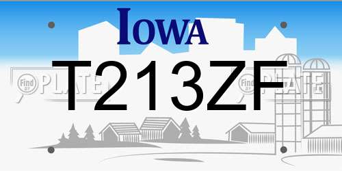 T213ZF Iowa License Plate