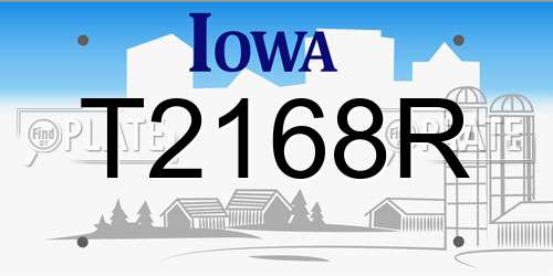 T2168R Iowa License Plate