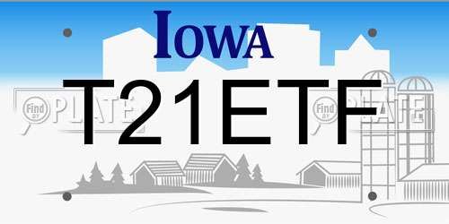 T21ETF Iowa License Plate