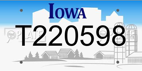 T220598 Iowa License Plate