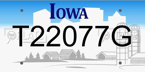 T22077G Iowa License Plate