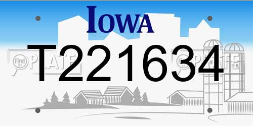 T221634 Iowa License Plate