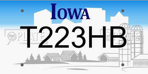T223HB Iowa License Plate