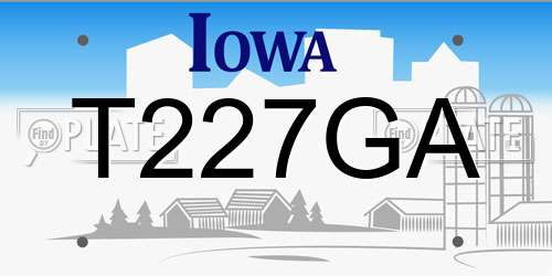 T227GA Iowa License Plate