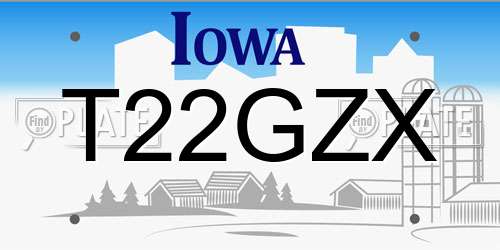 T22GZX Iowa License Plate