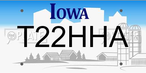 T22HHA Iowa License Plate