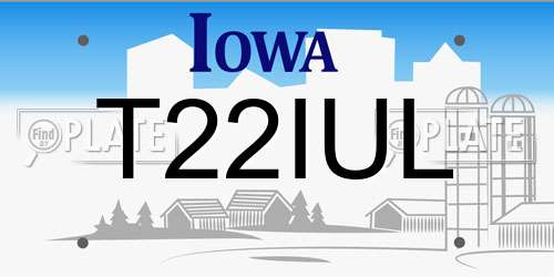 T22IUL Iowa License Plate