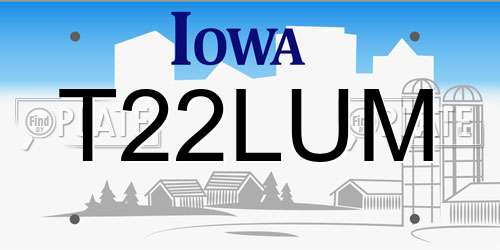 T22LUM Iowa License Plate