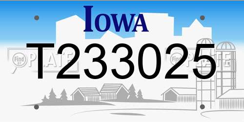 T233025 Iowa License Plate
