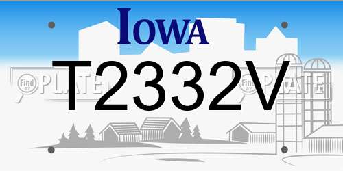 T2332V Iowa License Plate