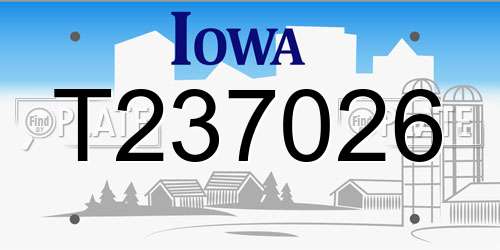 T237026 Iowa License Plate