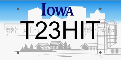 T23HIT Iowa License Plate