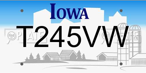 T245VW Iowa License Plate
