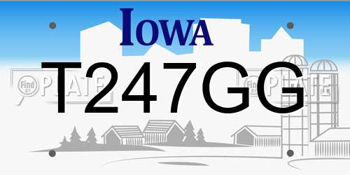 T247GG Iowa License Plate