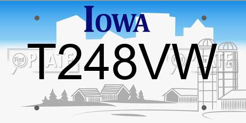 T248VW Iowa License Plate