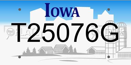 T25076G Iowa License Plate