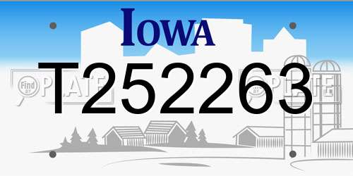 T252263 Iowa License Plate