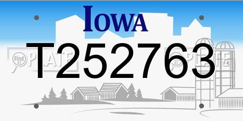 T252763 Iowa License Plate