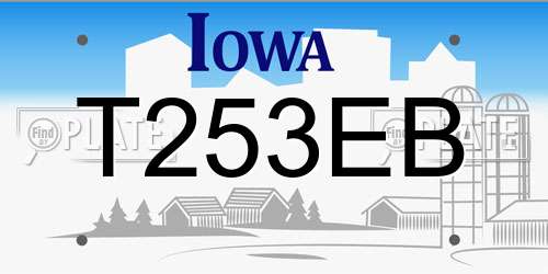T253EB Iowa License Plate