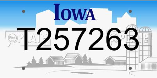 T257263 Iowa License Plate