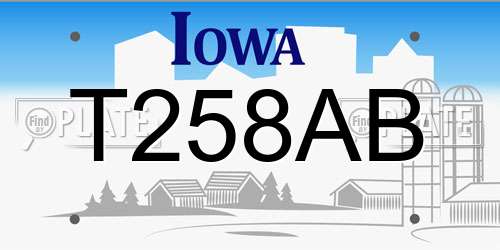 T258AB Iowa License Plate