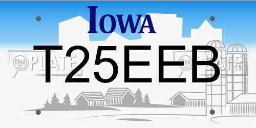 T25EEB Iowa License Plate