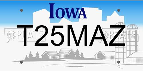 T25MAZ Iowa License Plate