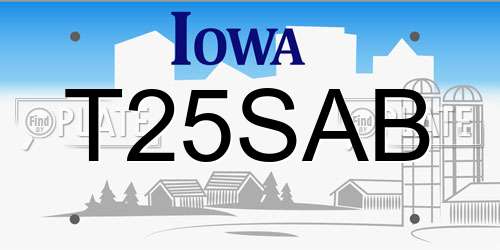 T25SAB Iowa License Plate