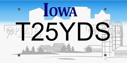 T25YDS Iowa License Plate