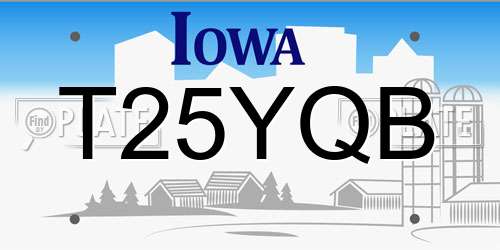 T25YQB Iowa License Plate