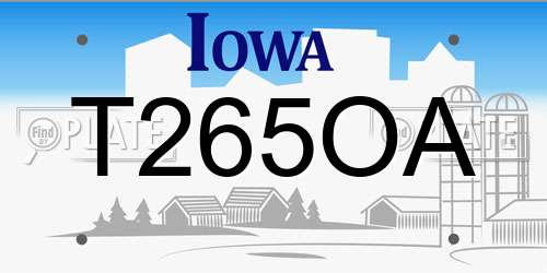 T265OA Iowa License Plate