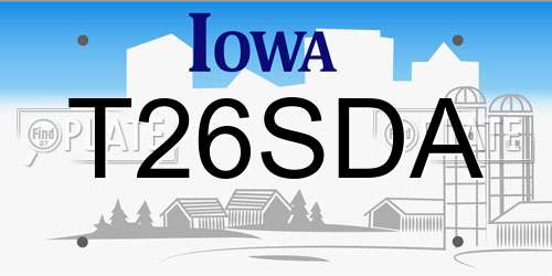 T26SDA Iowa License Plate