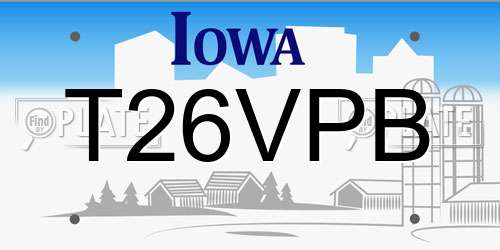 T26VPB Iowa License Plate