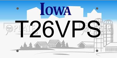 T26VPS Iowa License Plate