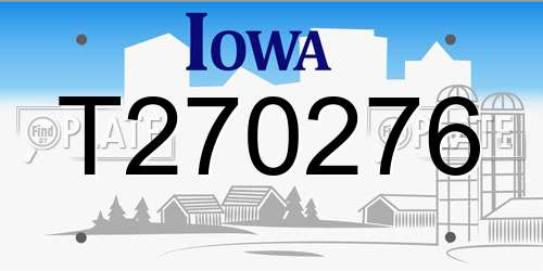 T270276 Iowa License Plate