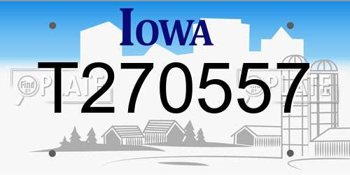 T270557 Iowa License Plate